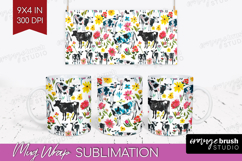 Floral Animals Mug Wrap - Farm Animals Mug PNG Sublimation Product Image 1