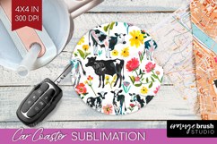 Floral Animals Car Coaster - Farm Animals Coaster PNG Product Image 1
