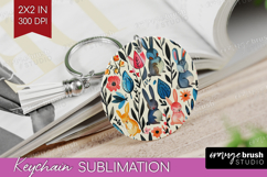 Floral Animals Keychain PNG - Farm Animals Keychain Product Image 1