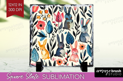 Floral Animals Slate PNG - Farm Animals Square Slate Product Image 1