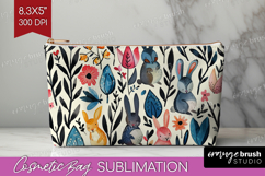 Floral Animals Cosmetic Bag - Farm Animals Makeup Bag PNG Product Image 1