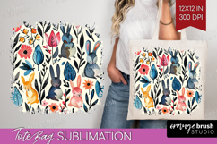 Floral Animals Tote Bag - Farm Animals Tote Bag PNG Product Image 1