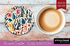 Floral Animals Round Coaster - Farm Animals Coaster PNG Product Image 1