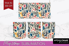 Floral Animals Mug Wrap - Farm Animals Mug PNG Sublimation Product Image 1