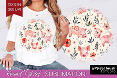 Floral Animals Round Tshirt Background - Farm Animals PNG Product Image 1