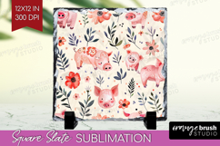 Floral Animals Slate PNG - Farm Animals Square Slate Product Image 1