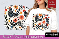 Floral Animals Square Tshirt Background - Farm Animals PNG Product Image 1
