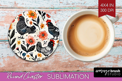 Floral Animals Round Coaster - Farm Animals Coaster PNG Product Image 1