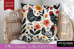 Floral Animals Pillow Sublimation - Farm Animals Pillow PNG Product Image 1