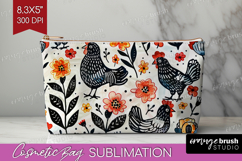 Floral Animals Cosmetic Bag - Farm Animals Makeup Bag PNG Product Image 1