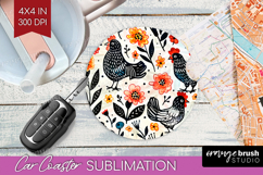 Floral Animals Car Coaster - Farm Animals Coaster PNG Product Image 1