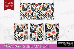Floral Animals Mug Wrap - Farm Animals Mug PNG Sublimation Product Image 1