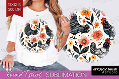 Floral Animals Round Tshirt Background - Farm Animals PNG Product Image 1