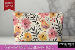 Floral Animals Cosmetic Bag - Farm Animals Makeup Bag PNG Product Image 1