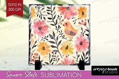Floral Animals Slate PNG - Farm Animals Square Slate Product Image 1