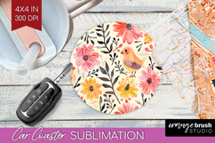 Floral Animals Car Coaster - Farm Animals Coaster PNG Product Image 1