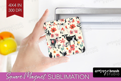 Floral Animals Magnet Sublimation - Farm Animals Square PNG Product Image 1