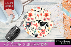 Floral Animals Car Coaster - Farm Animals Coaster PNG Product Image 1