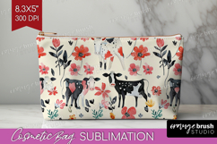 Floral Animals Cosmetic Bag - Farm Animals Makeup Bag PNG Product Image 1