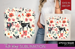 Floral Animals Tote Bag - Farm Animals Tote Bag PNG Product Image 1