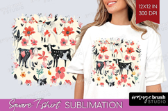 Floral Animals Square Tshirt Background - Farm Animals PNG Product Image 1