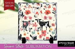 Floral Animals Slate PNG - Farm Animals Square Slate Product Image 1