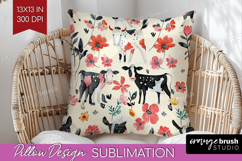 Floral Animals Pillow Sublimation - Farm Animals Pillow PNG Product Image 1