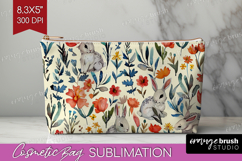 Floral Animals Cosmetic Bag - Farm Animals Makeup Bag PNG Product Image 1