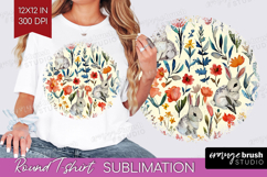 Floral Animals Round Tshirt Background - Farm Animals PNG Product Image 1