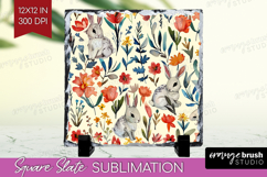 Floral Animals Slate PNG - Farm Animals Square Slate Product Image 1
