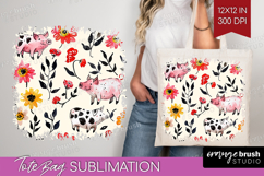 Floral Animals Tote Bag - Farm Animals Tote Bag PNG Product Image 1