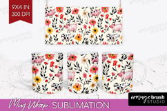 Floral Animals Mug Wrap - Farm Animals Mug PNG Sublimation Product Image 1