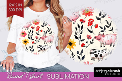Floral Animals Round Tshirt Background - Farm Animals PNG Product Image 1