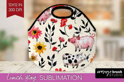 Floral Animals Lunch Bag - Farm Animals Lunch Bug PNG Product Image 1