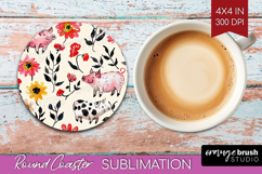 Floral Animals Round Coaster - Farm Animals Coaster PNG Product Image 1