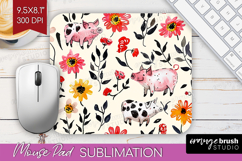 Floral Animals Mouse Pad Sublimation - Farm Animals Mousepad Product Image 1