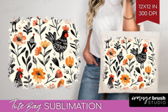 Floral Animals Tote Bag - Farm Animals Tote Bag PNG Product Image 1