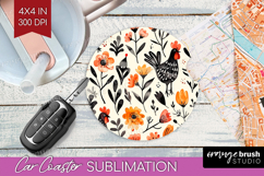 Floral Animals Car Coaster - Farm Animals Coaster PNG Product Image 1