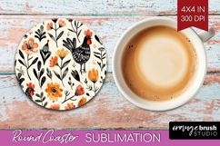 Floral Animals Round Coaster - Farm Animals Coaster PNG Product Image 1