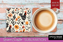 Floral Animals Square Coaster - Farm Animals Coaster PNG Product Image 1