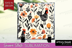 Floral Animals Slate PNG - Farm Animals Square Slate Product Image 1