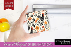 Floral Animals Magnet Sublimation - Farm Animals Square PNG Product Image 1