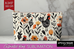 Floral Animals Cosmetic Bag - Farm Animals Makeup Bag PNG Product Image 1
