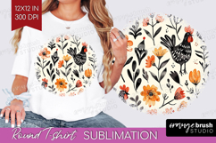 Floral Animals Round Tshirt Background - Farm Animals PNG Product Image 1