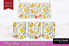 Floral Animals Mug Wrap - Farm Animals Mug PNG Sublimation Product Image 1