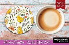 Floral Animals Round Coaster - Farm Animals Coaster PNG Product Image 1