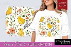 Floral Animals Square Tshirt Background - Farm Animals PNG Product Image 1