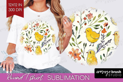 Floral Animals Round Tshirt Background - Farm Animals PNG Product Image 1