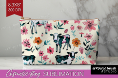 Floral Animals Cosmetic Bag - Farm Animals Makeup Bag PNG Product Image 1