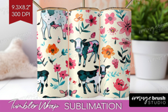 Floral Animals Tumbler Wrap - Farm Animals Tumbler PNG Product Image 1